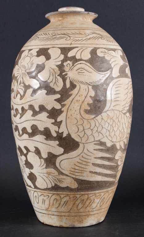 Appraisal: Chinese glazed terracotta vase in the Mei Ping manner phoenix