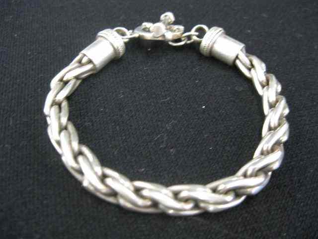 Appraisal: Sterling Silver Bracelet cable style linkwith toggle clasp '' grams