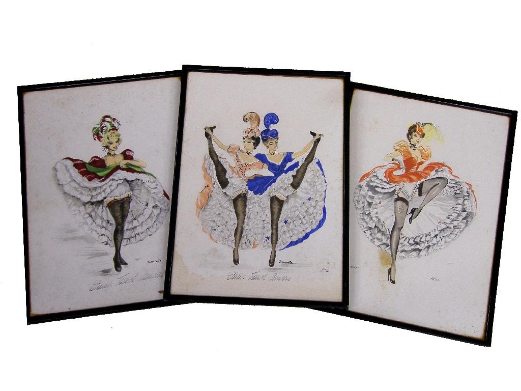 Appraisal: th century French School - three portraits of dancing girls