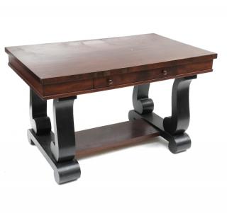 Appraisal: American Empire Writing Table Mahogany one-drawer table on robust ebonized