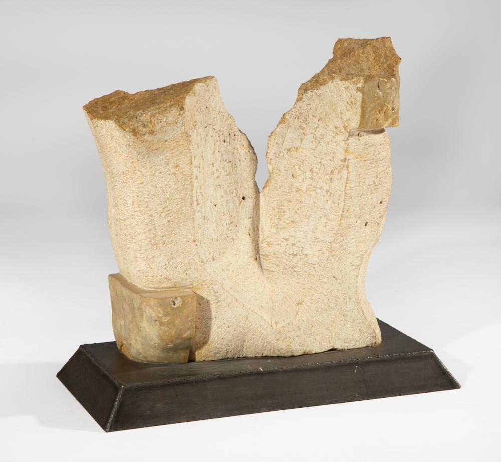 Appraisal: Michael Manjarris American b Untitled stone sculpture on bronze plinth