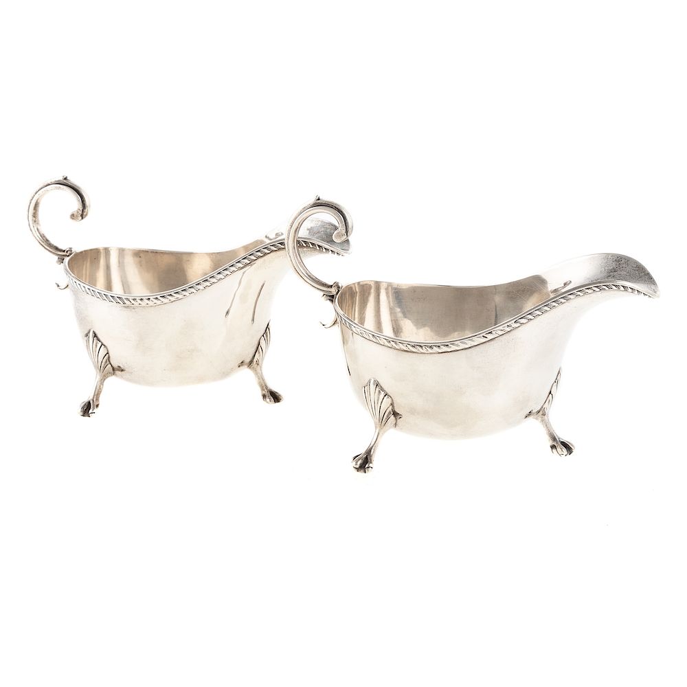 Appraisal: Pair George V Silver Sauceboats Horace Woodward Co Ltd London