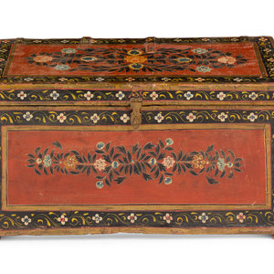 Appraisal: An Indian Painted Trunk th th Century Height x width