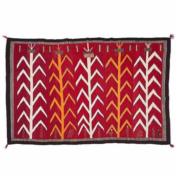 Appraisal: Navajo Lukachukai Yei Weaving hand-spun wool and woven with a