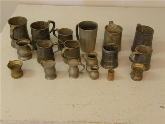 Appraisal: Eighteen th century and later pewter mugs various sizes