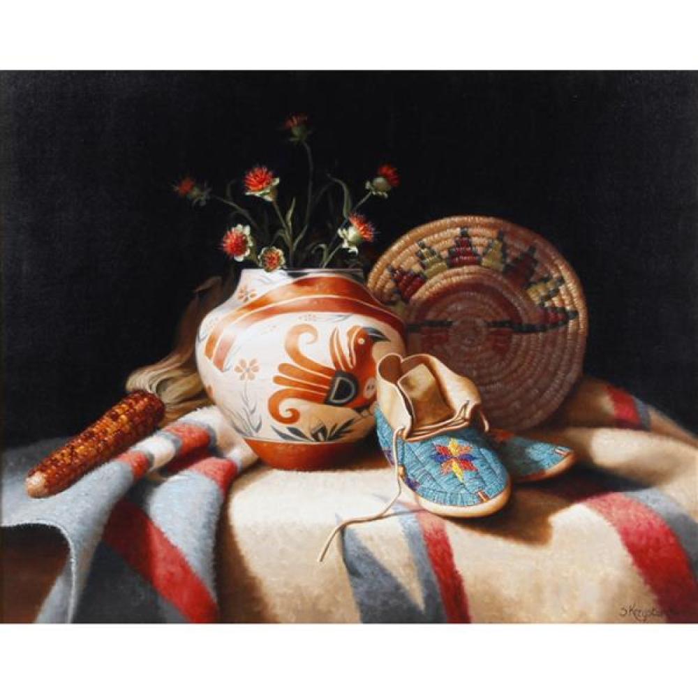 Appraisal: SUE KRZYSTON ARIZONA B INTERWOVEN ELEMENTS NATIVE AMERICAN STILL LIFE