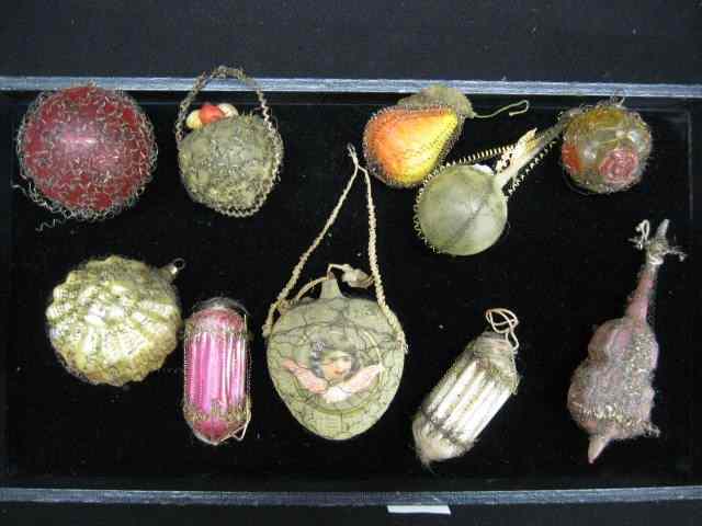 Appraisal: Victorian Blown Glass Tinsel ChristmasOrnaments includes birds nest sun violin