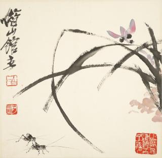 Appraisal: Attributed to Qi Baishi - Orchids and Grasshoppers Ink and