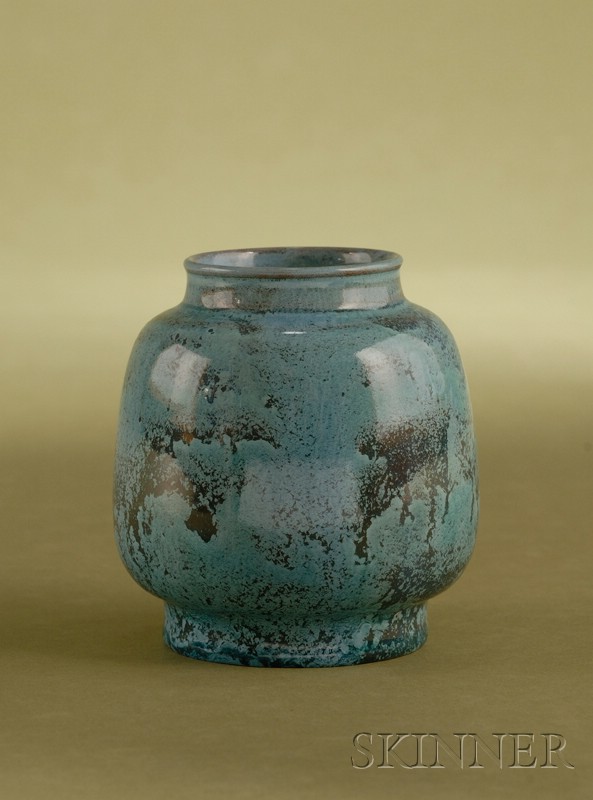 Appraisal: Pilkington's Mottled Glaze Vase England c overall light blue enamel