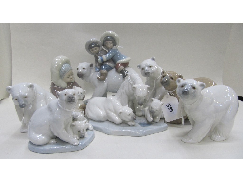 Appraisal: Eight Lladro Polar Bear figures including two with children