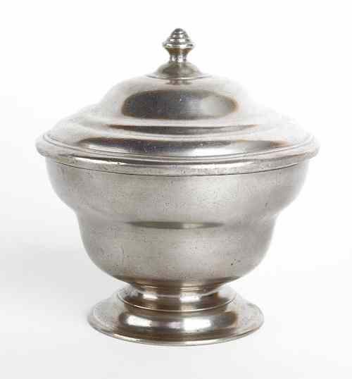 Appraisal: Philadelphia pewter sugar bowl attributed to William Will ca h