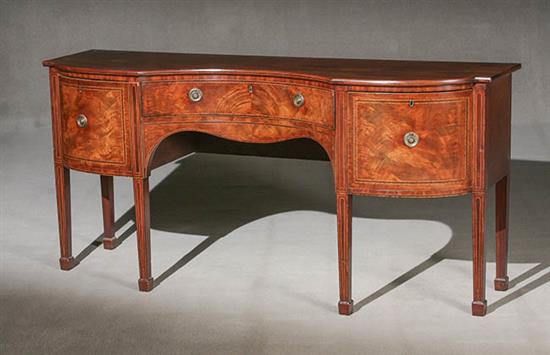 Appraisal: George III Style Satinwood and Harewood Inlaid Mahogany Sideboard Last