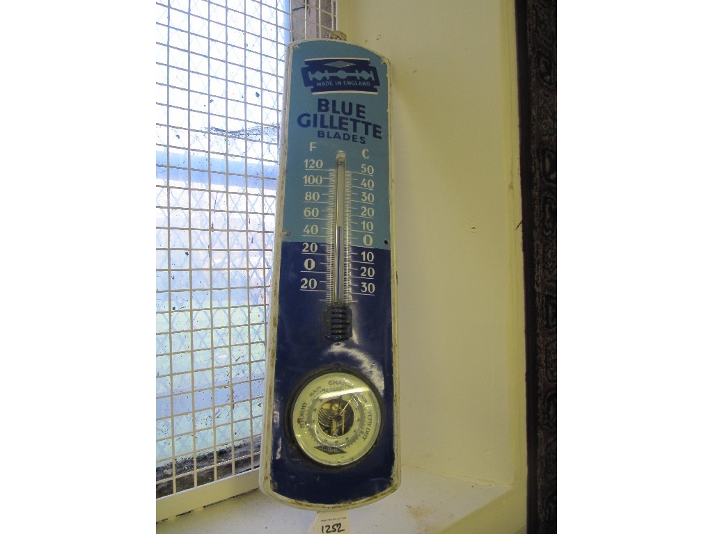 Appraisal: Gillette enamel decorated wall barometer