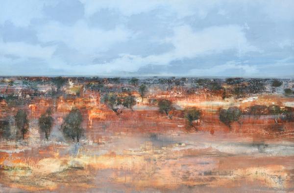 Appraisal: JOANNA LOGUE BORN Desert mixed media on paper JOANNA LOGUE