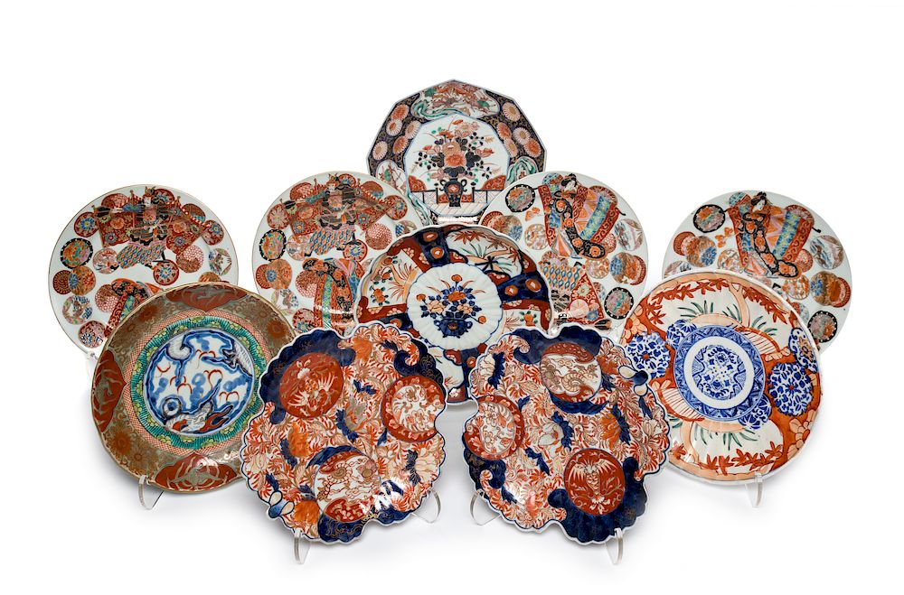 Appraisal: Nine Japanese Imari Porcelain Plates and a Dish Nine Japanese