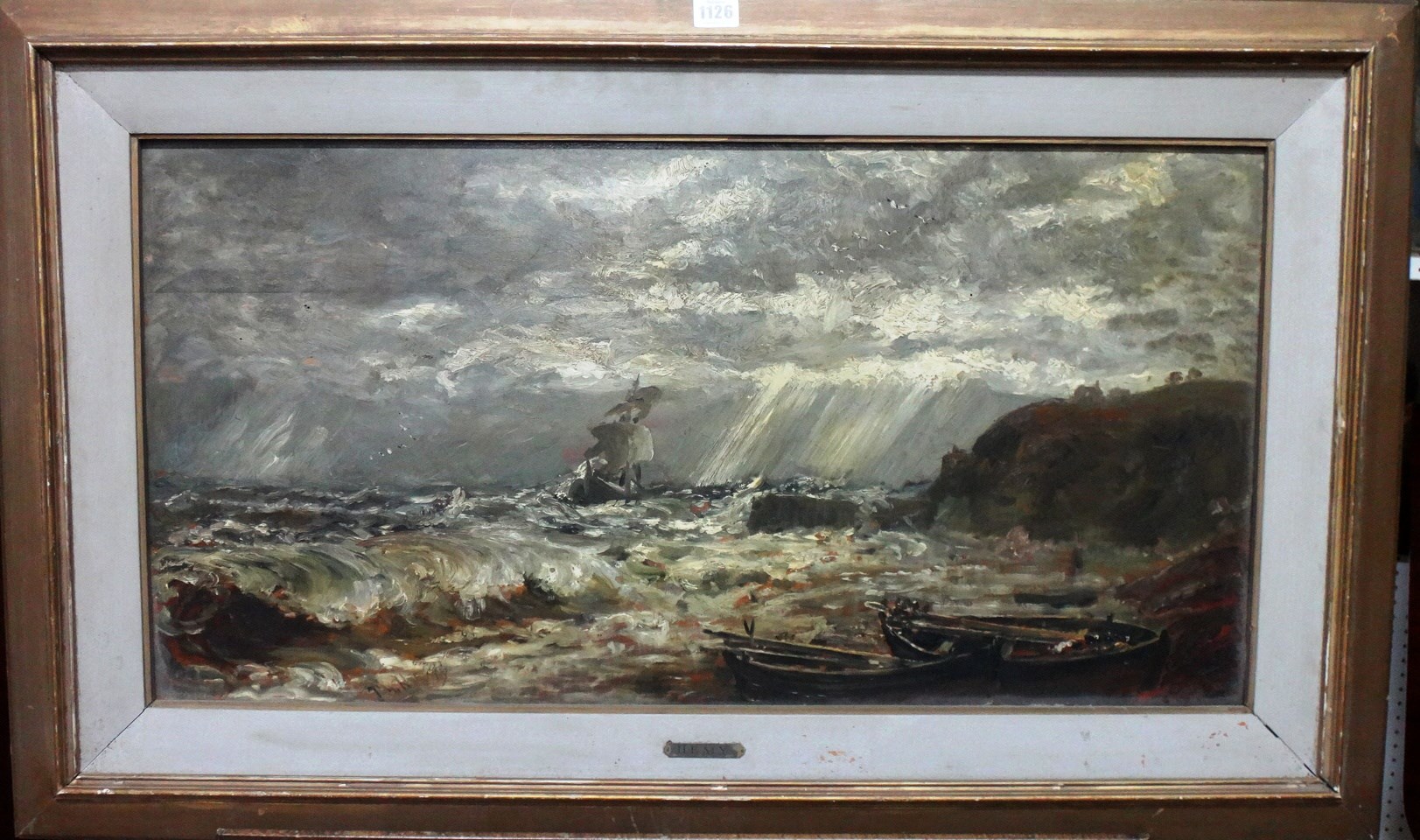 Appraisal: Thomas Marie Hemy - Stormy seas off the coast oil