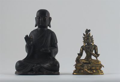 Appraisal: A Tibeto-Chinese gilt bronze figure of Tara seated in lalitasana