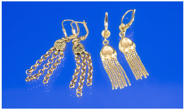 Appraisal: Two Pairs Of ct Gold Tassel Drop Earrings Weight Grammes