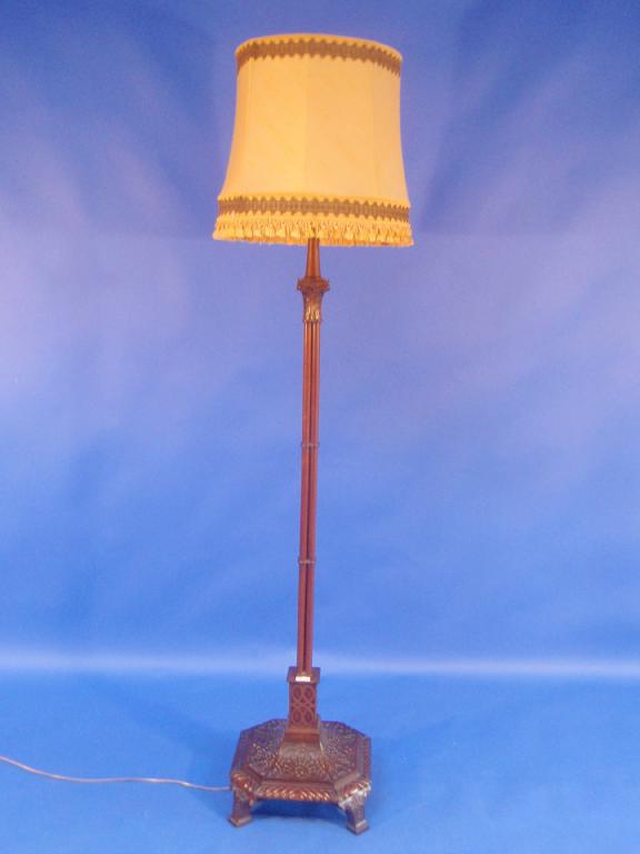 Appraisal: A Chippendale style mahogany cluster column standard lamp with blind