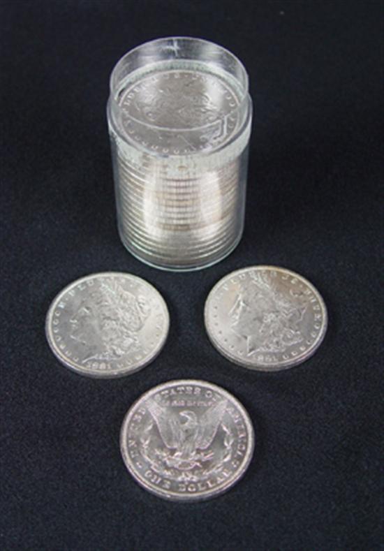 Appraisal: Roll of BU -O Morgan Dollars Grade range M -