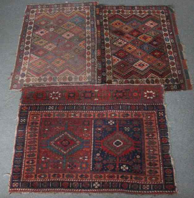 Appraisal: Two lozenge patterned prayer mats cm x cm x and