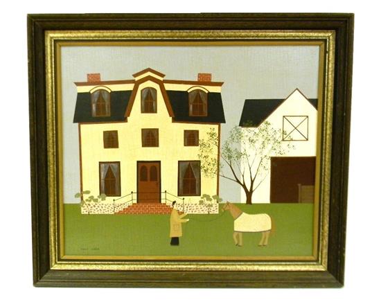 Appraisal: Nancy Lubeck th C folk art oil on panel depicting