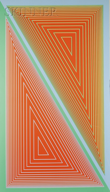 Appraisal: Richard Anuszkiewicz American b Triangulated Orange - edition of printed