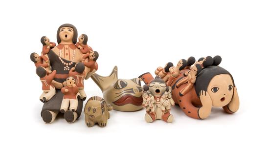 Appraisal: Sale Lot Five Pueblo Ceramics comprised of three Storytellers and