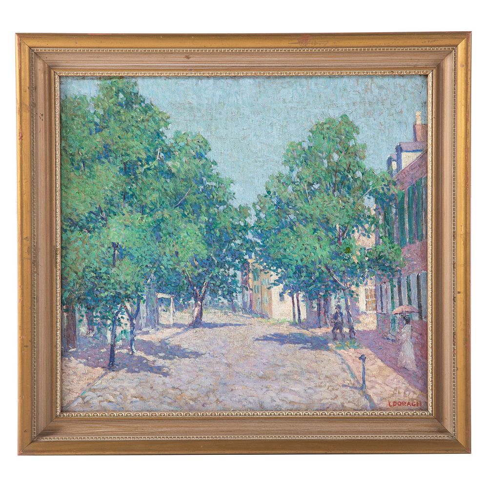 Appraisal: Andrew Doragh Impressionist Street Scene Oil American - Oil on