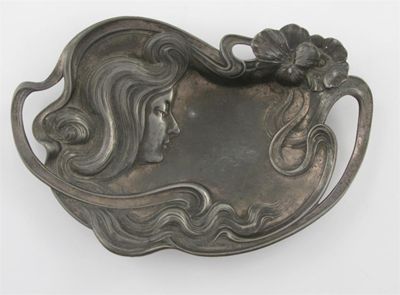 Appraisal: A W M F Art Nouveau pewter dish model no