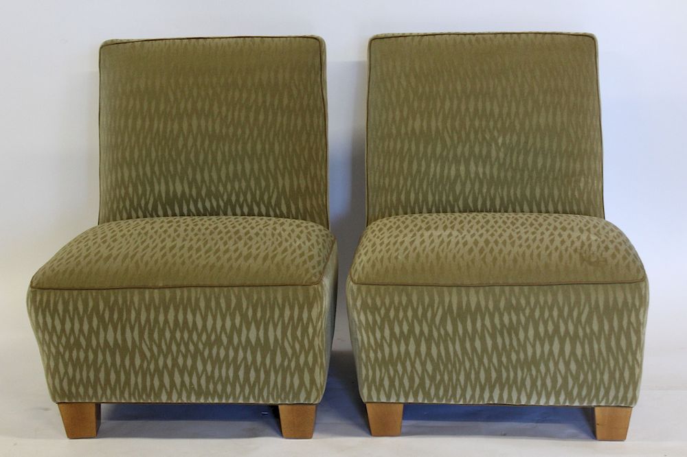 Appraisal: Pair Of Art Deco Style Upholstered Club Chairs From a