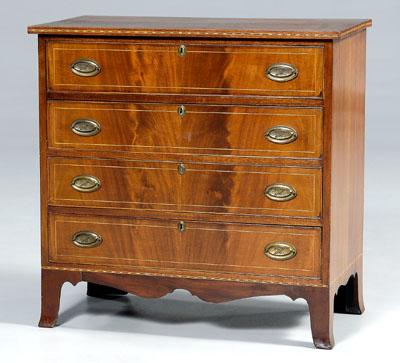 Appraisal: Federal style inlaid mahogany chest four graduated dovetailed drawers inlaid