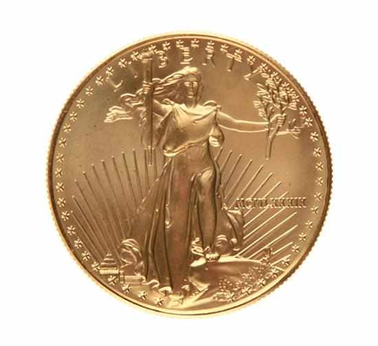 Appraisal: US American Eagle gold coin obverse with Walking Liberty figure