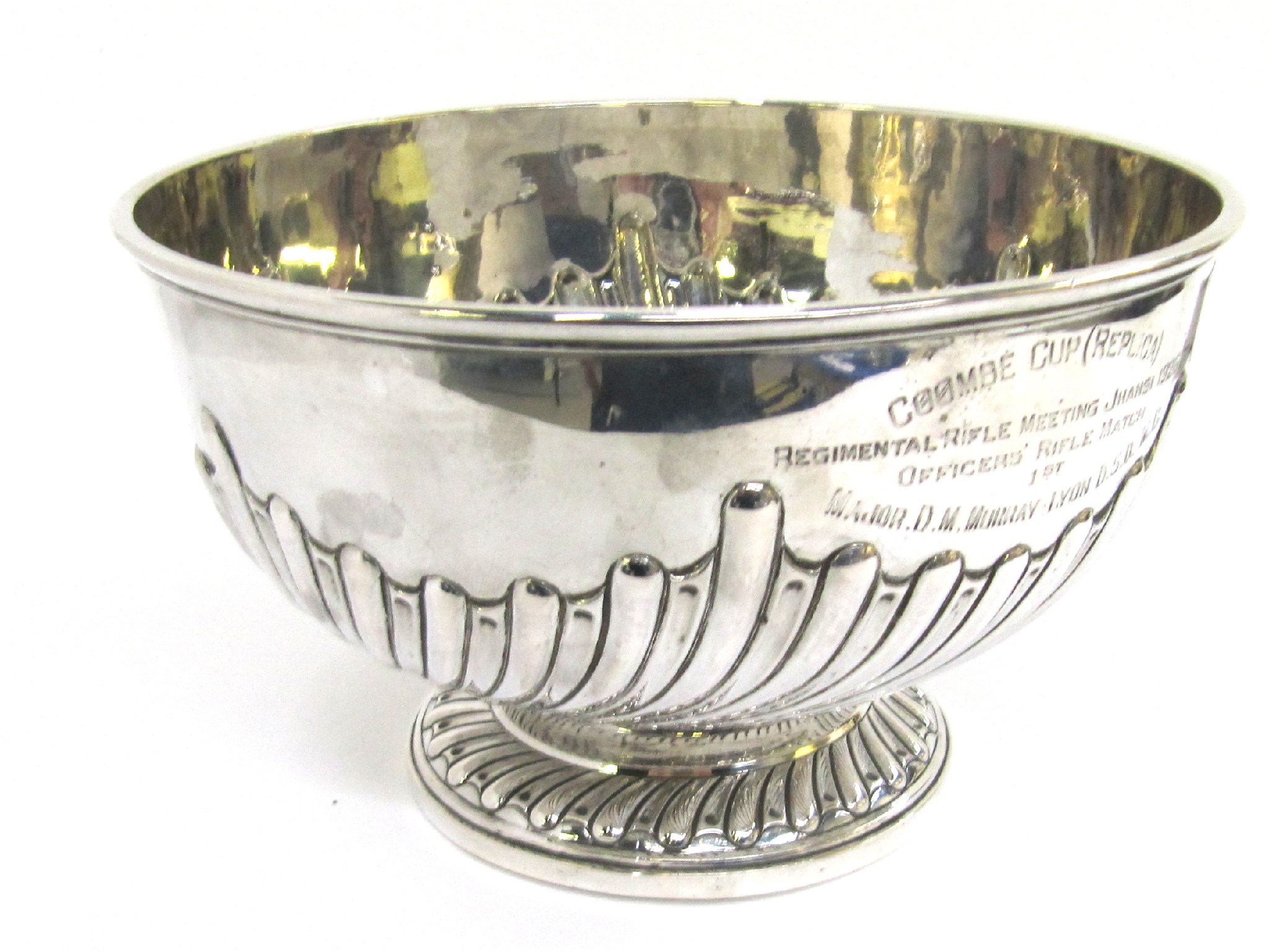 Appraisal: A white metal trophy punch bowl inscribed 'Coombe Cup replica