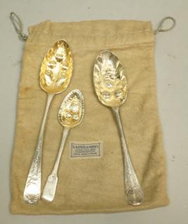 Appraisal: Sterling English Hallmarked Spoons Repousse fru Sterling English Hallmarked Spoons