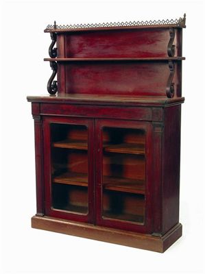 Appraisal: An early Victorian mahogany chiffonier the tiered back with a