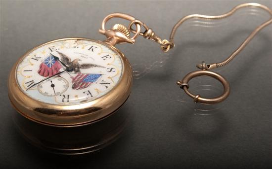 Appraisal: Elgin gold-filled Fourth of July commemorative open-face pocket watch movement