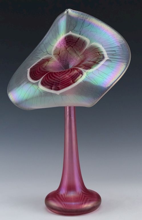 Appraisal: Stuart Ableman Jack In The Pulpit Art Glass Vase Stuart