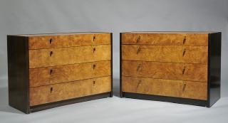 Appraisal: Pair of Mid-Century style four drawer chests with bold elm