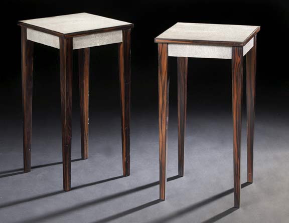 Appraisal: Pair of Art Deco-Style Rosewood and Faux-Shagreen End Tables each