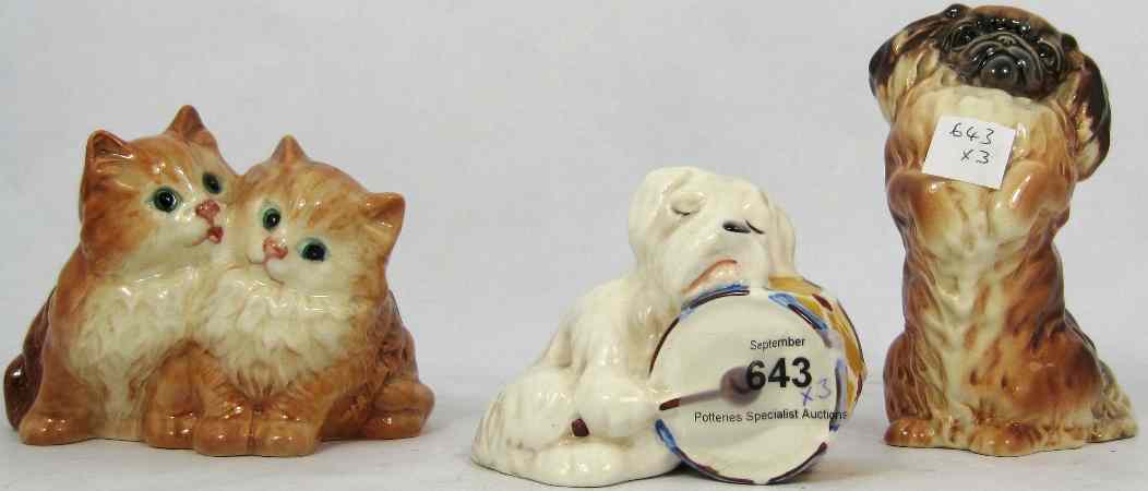 Appraisal: Beswick Ginger Persian Kittens seated Pekinese Dog Begging And Dog