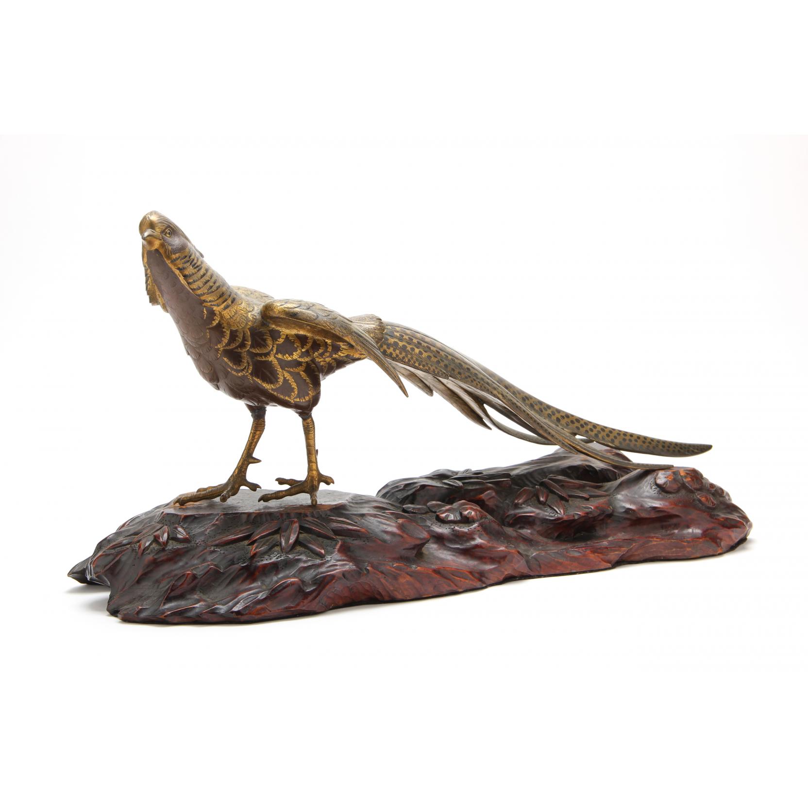 Appraisal: Japanese Bronze Figure of A Pheasant Meiji period - signed