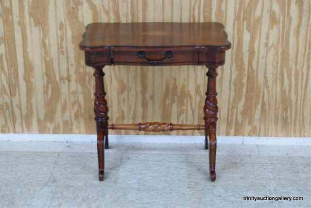 Appraisal: Mahogany Walnut Inlay Side TableFrom an estate is a very