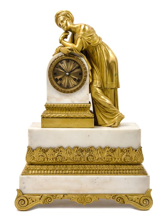 Appraisal: Sale Lot A French Gilt Bronze Mounted Marble Mantel Clock