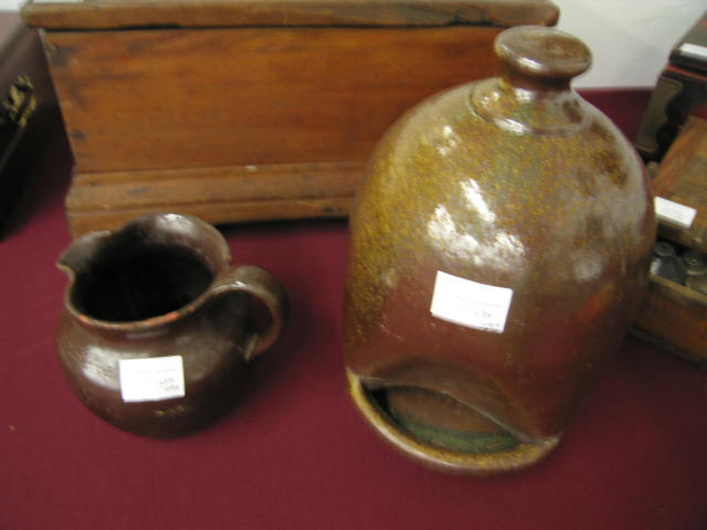 Appraisal: Pcs Pottery feeding jug and milk pitcher