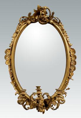 Appraisal: Italian rococo style girandole beveled oval glass scrolling gilt and