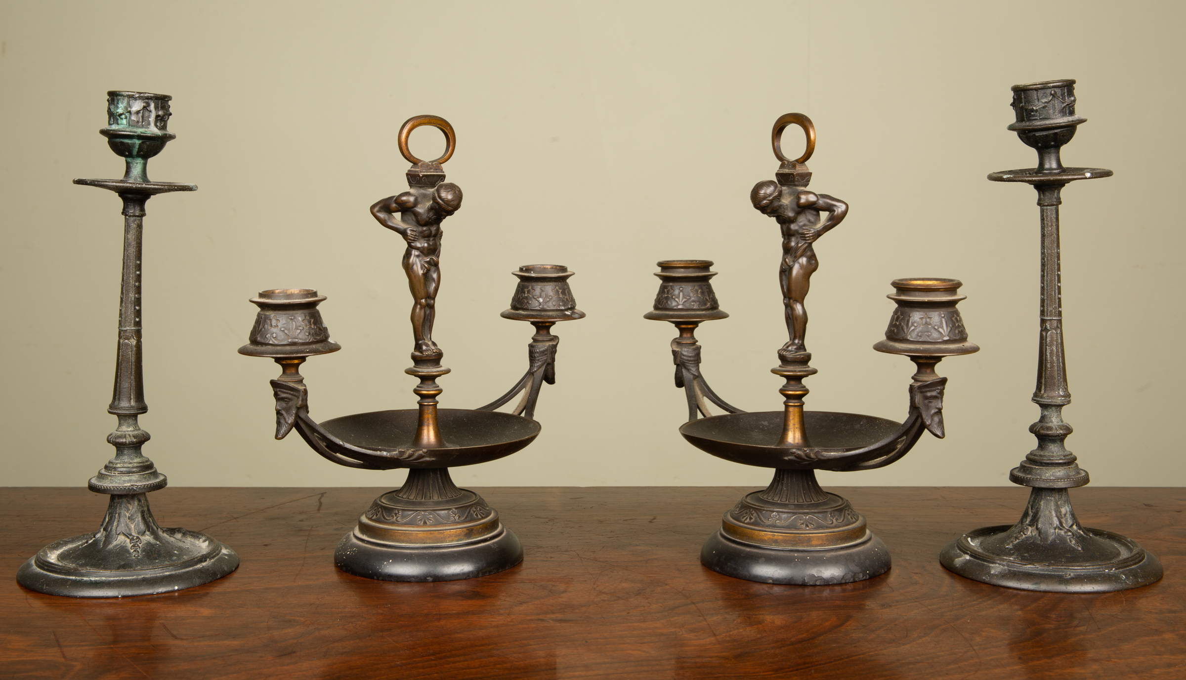 Appraisal: A pair of th century continental small candelabra in the