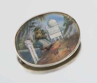 Appraisal: Indian School Miniature Painting Brooch An oval painting of an