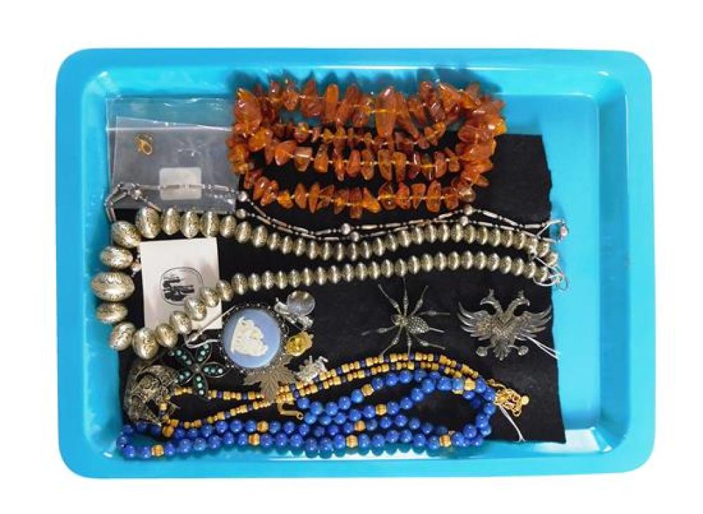 Appraisal: COSTUME JEWELRY Assorted costume jewelry pieces including Navajo beaded necklace