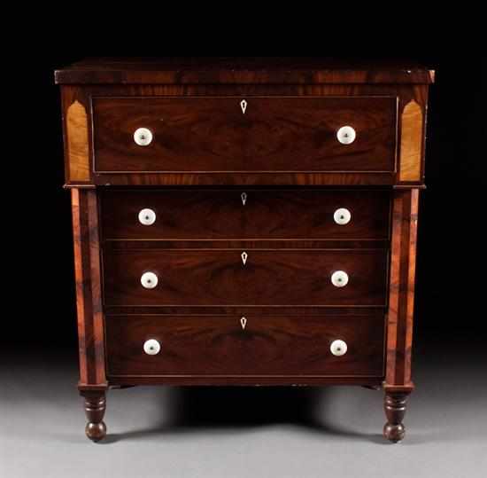 Appraisal: American Classical mahogany chest of drawers circa top drawer flanked